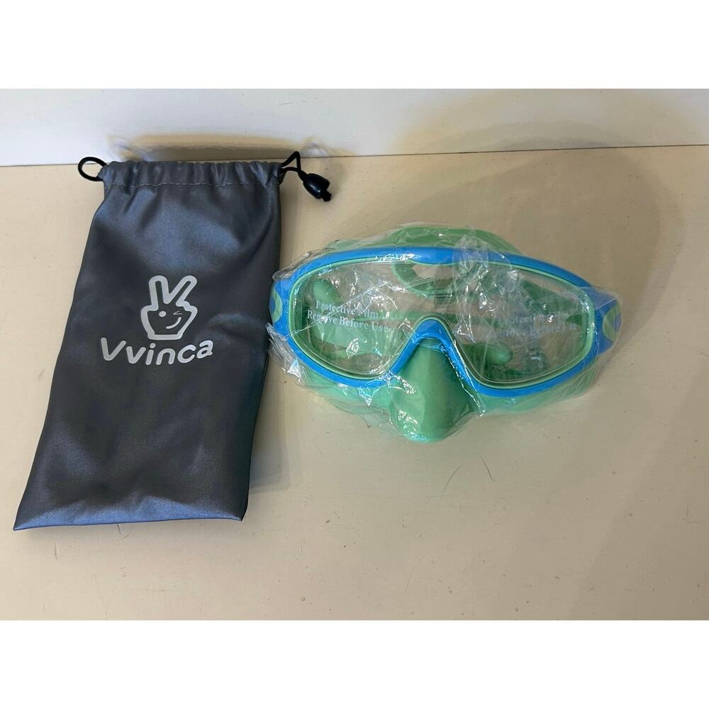 Vvinca Kids Swim Goggles Mask Nose Cover Mint Green Blue Snorkel Pool Beach NEW